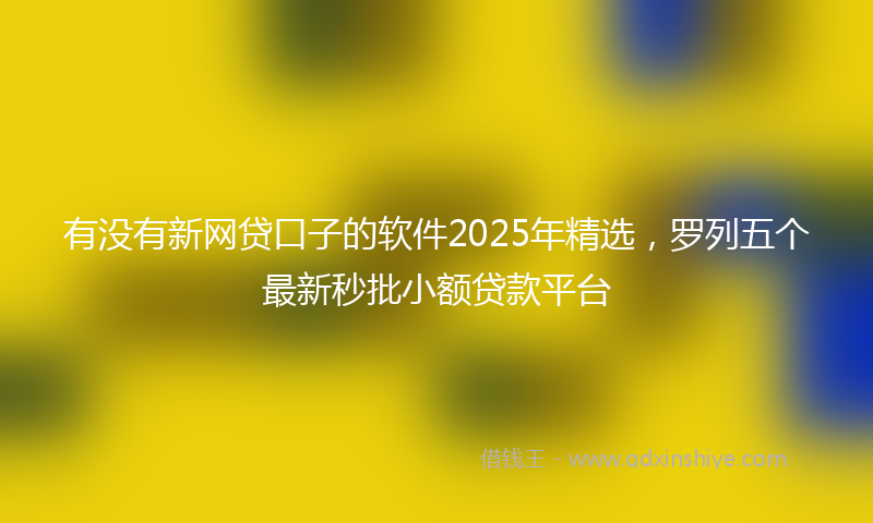 有没有新网贷口子的软件2025年精选，罗列五个最新秒批小额贷款平台
