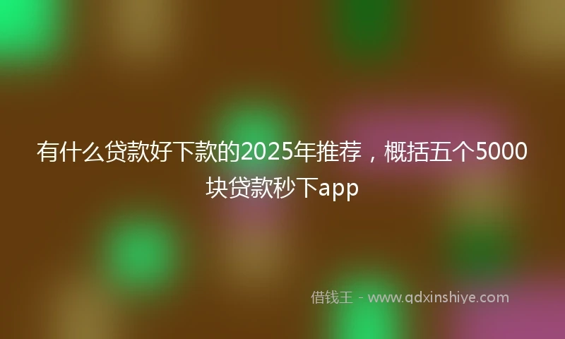 有什么贷款好下款的2025年推荐，概括五个5000块贷款秒下app