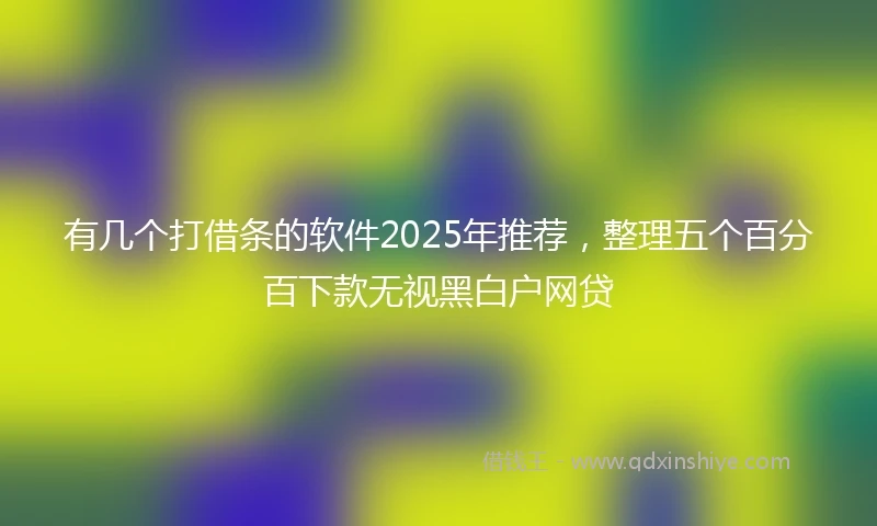 有几个打借条的软件2025年推荐，整理五个百分百下款无视黑白户网贷