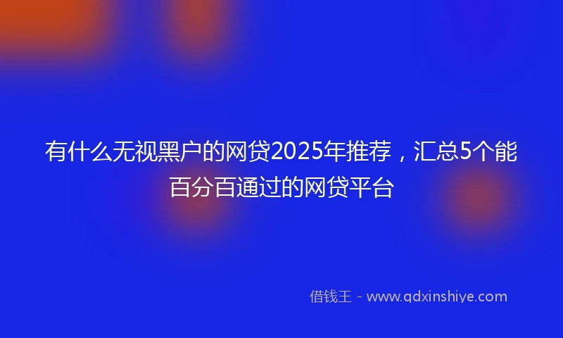 有什么无视黑户的网贷2025年推荐，汇总5个能百分百通过的网贷平台