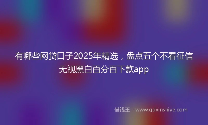 有哪些网贷口子2025年精选，盘点五个不看征信无视黑白百分百下款app