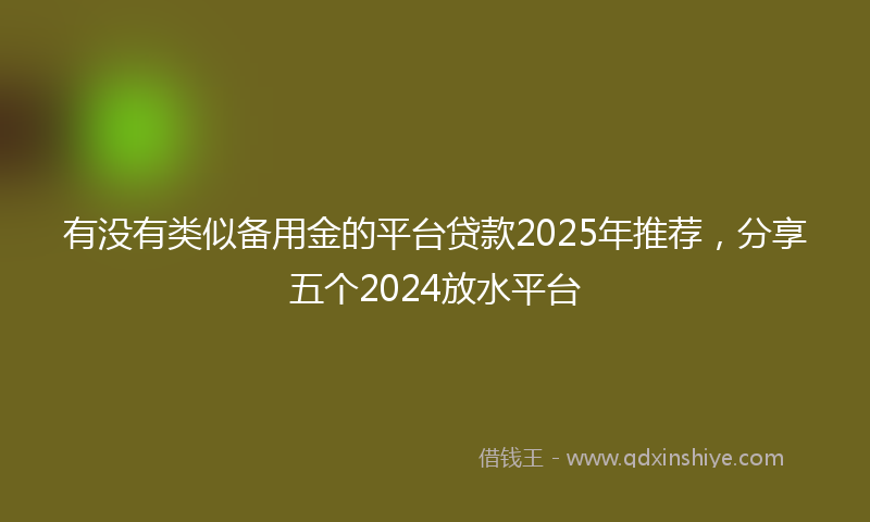 有没有类似备用金的平台贷款2025年推荐，分享五个2024放水平台
