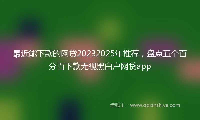 最近能下款的网贷20232025年推荐,盘点五个百分百下款无视黑白户网贷app