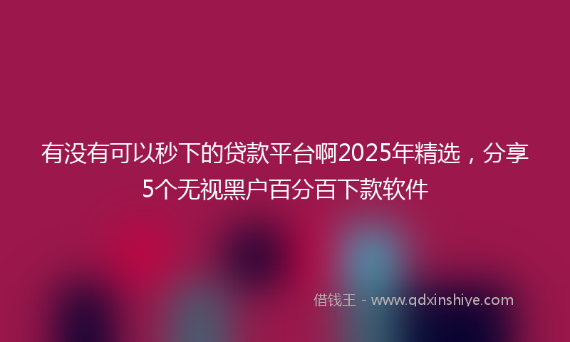 有没有可以秒下的贷款平台啊2025年精选，分享5个无视黑户百分百下款软件