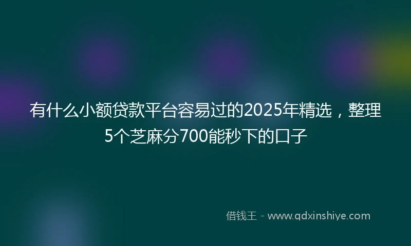 有什么小额贷款平台容易过的2025年精选，整理5个芝麻分700能秒下的口子