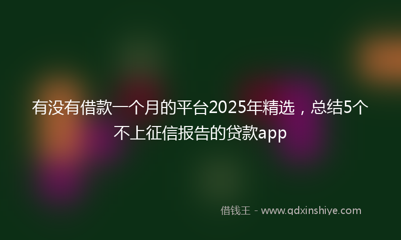 有没有借款一个月的平台2025年精选，总结5个不上征信报告的贷款app