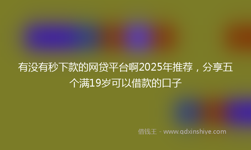 有没有秒下款的网贷平台啊2025年推荐，分享五个满19岁可以借款的口子