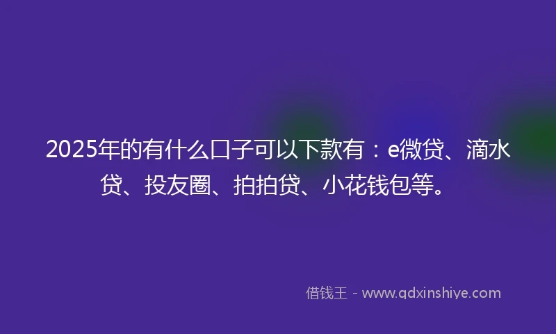2025年的有什么口子可以下款有：e微贷、滴水贷、投友圈、拍拍贷、小花钱包等。