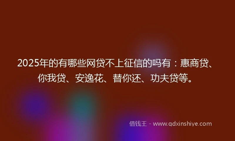 2025年的有哪些网贷不上征信的吗有：惠商贷、你我贷、安逸花、替你还、功夫贷等。