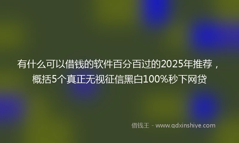 有什么可以借钱的软件百分百过的2025年推荐，概括5个真正无视征信黑白100%秒下网贷