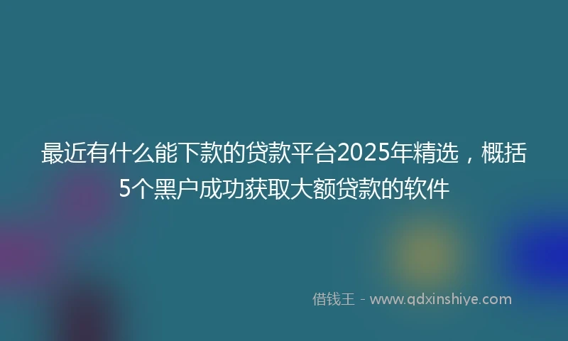 最近有什么能下款的贷款平台2025年精选，概括5个黑户成功获取大额贷款的软件