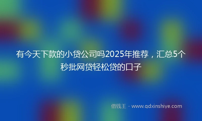 有今天下款的小贷公司吗2025年推荐，汇总5个秒批网贷轻松贷的口子