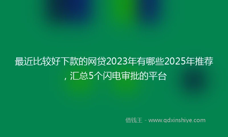 最近比较好下款的网贷2023年有哪些2025年推荐,汇总5个闪电审批的平台