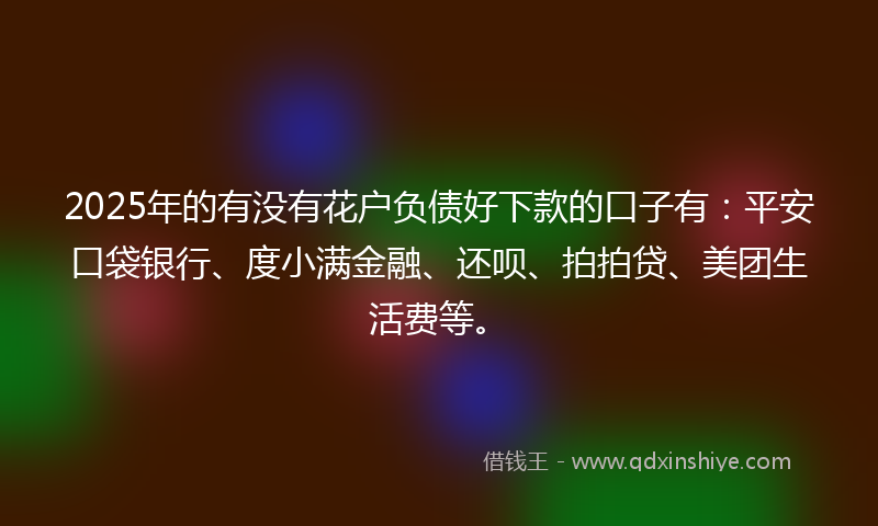 2025年的有没有花户负债好下款的口子有：平安口袋银行、度小满金融、还呗、拍拍贷、美团生活费等。
