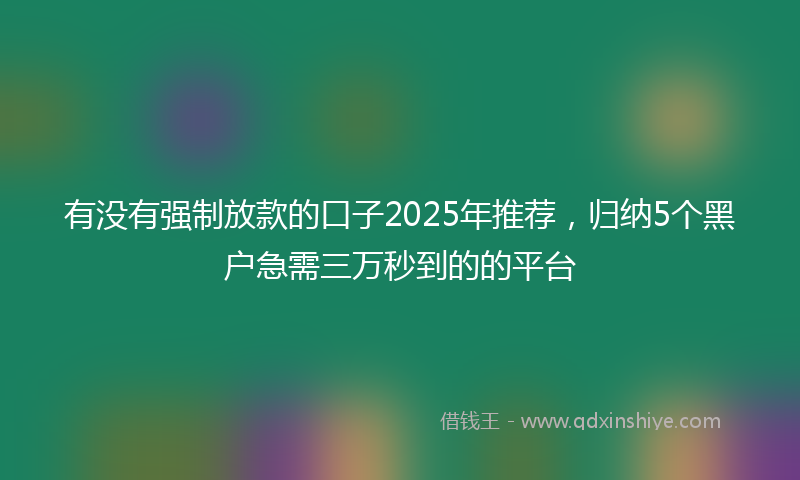有没有强制放款的口子2025年推荐，归纳5个黑户急需三万秒到的的平台