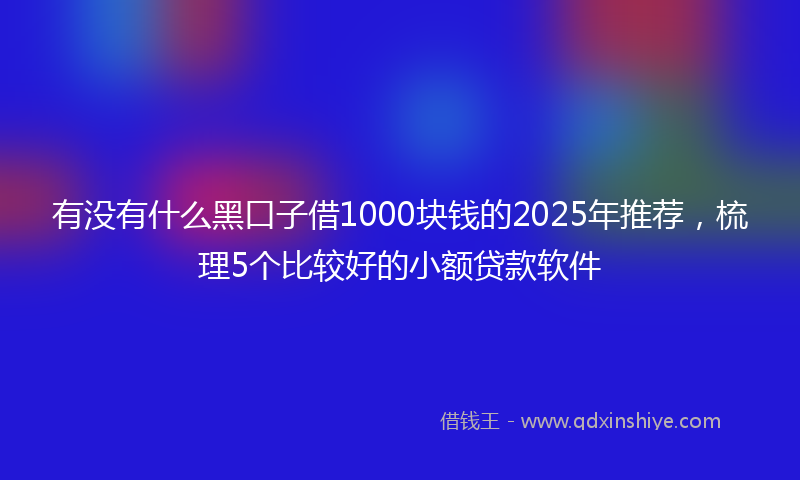 有没有什么黑口子借1000块钱的2025年推荐，梳理5个比较好的小额贷款软件