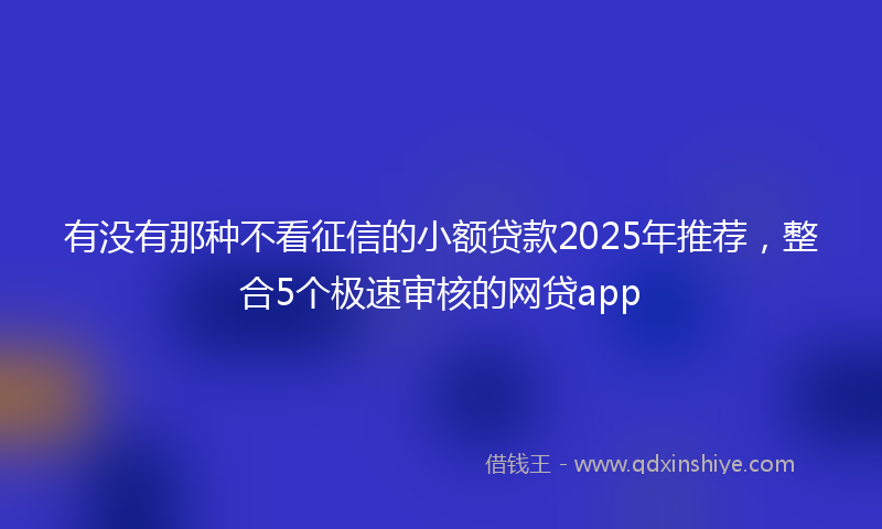 有没有那种不看征信的小额贷款2025年推荐，整合5个极速审核的网贷app