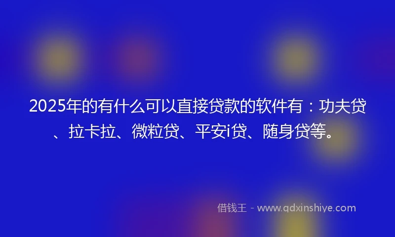 2025年的有什么可以直接贷款的软件有：功夫贷、拉卡拉、微粒贷、平安i贷、随身贷等。