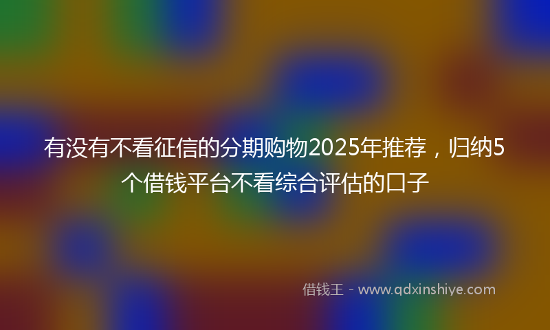 有没有不看征信的分期购物2025年推荐，归纳5个借钱平台不看综合评估的口子