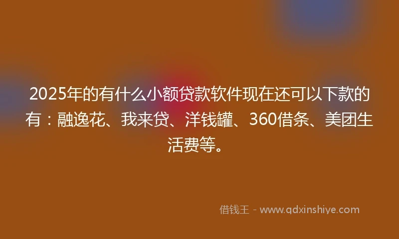 2025年的有什么小额贷款软件现在还可以下款的有：融逸花、我来贷、洋钱罐、360借条、美团生活费等。