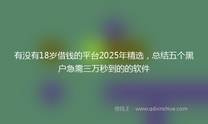 有没有18岁借钱的平台2025年精选，总结五个黑户急需三万秒到的的软件