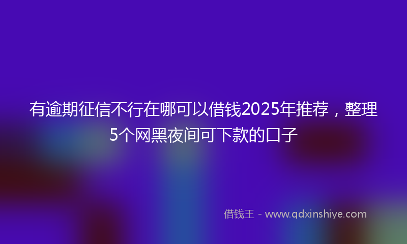有逾期征信不行在哪可以借钱2025年推荐，整理5个网黑夜间可下款的口子