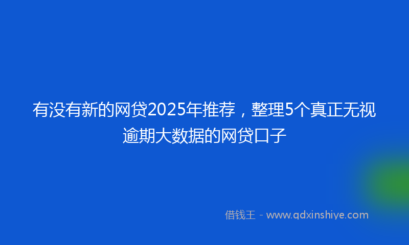 有没有新的网贷2025年推荐，整理5个真正无视逾期大数据的网贷口子