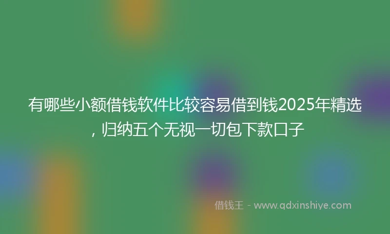 有哪些小额借钱软件比较容易借到钱2025年精选，归纳五个无视一切包下款口子