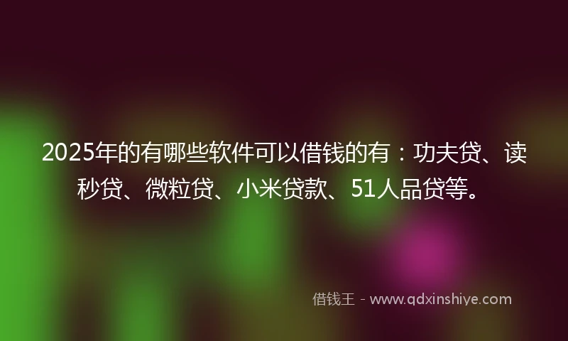 2025年的有哪些软件可以借钱的有：功夫贷、读秒贷、微粒贷、小米贷款、51人品贷等。