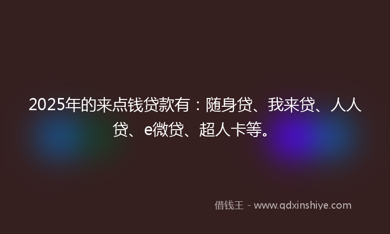 2025年的来点钱贷款有：随身贷、我来贷、人人贷、e微贷、超人卡等。