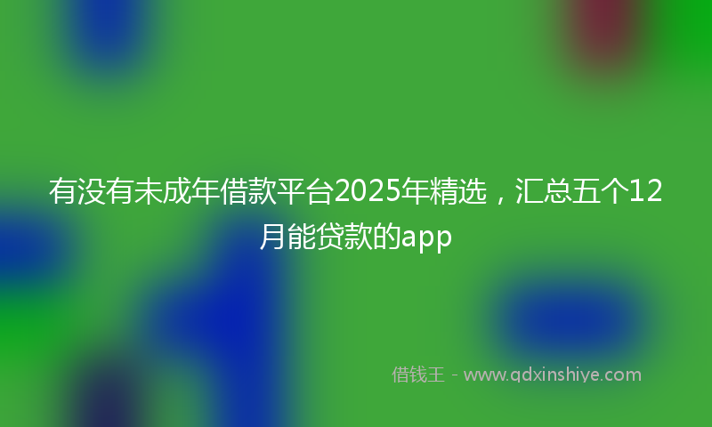 有没有未成年借款平台2025年精选，汇总五个12月能贷款的app