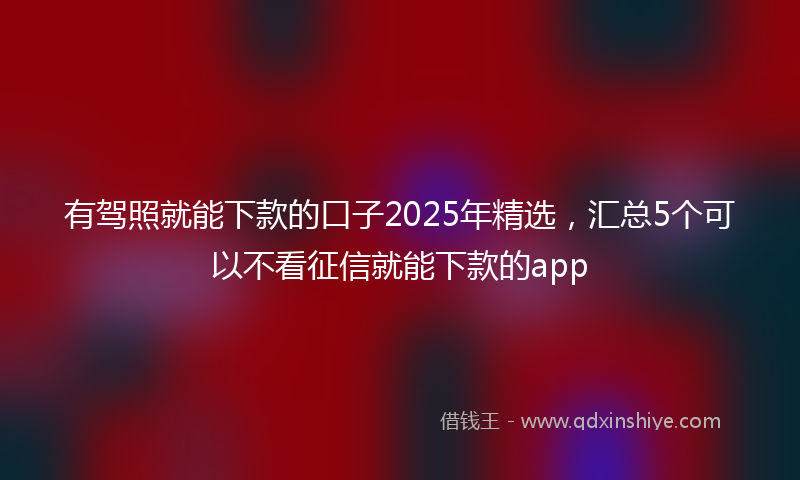 有驾照就能下款的口子2025年精选，汇总5个可以不看征信就能下款的app