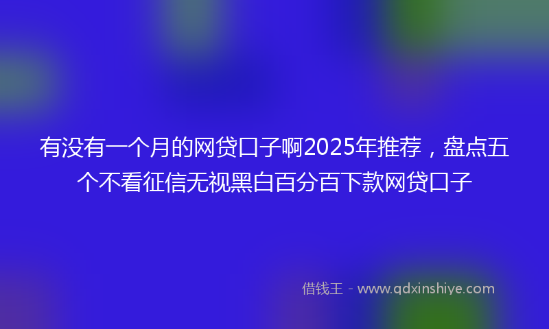 有没有一个月的网贷口子啊2025年推荐，盘点五个不看征信无视黑白百分百下款网贷口子
