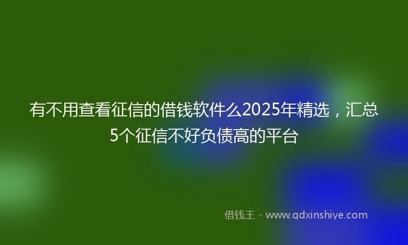 有不用查看征信的借钱软件么2025年精选，汇总5个征信不好负债高的平台