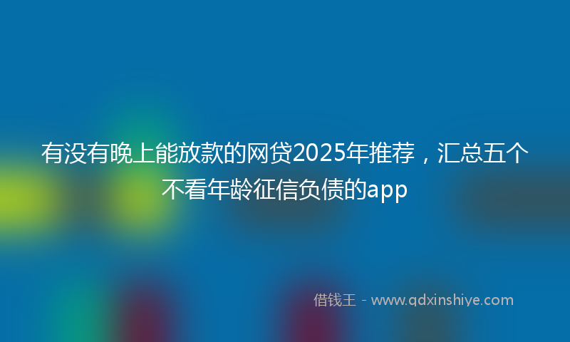 有没有晚上能放款的网贷2025年推荐，汇总五个不看年龄征信负债的app