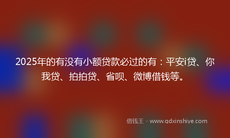 2025年的有没有小额贷款必过的有：平安i贷、你我贷、拍拍贷、省呗、微博借钱等。