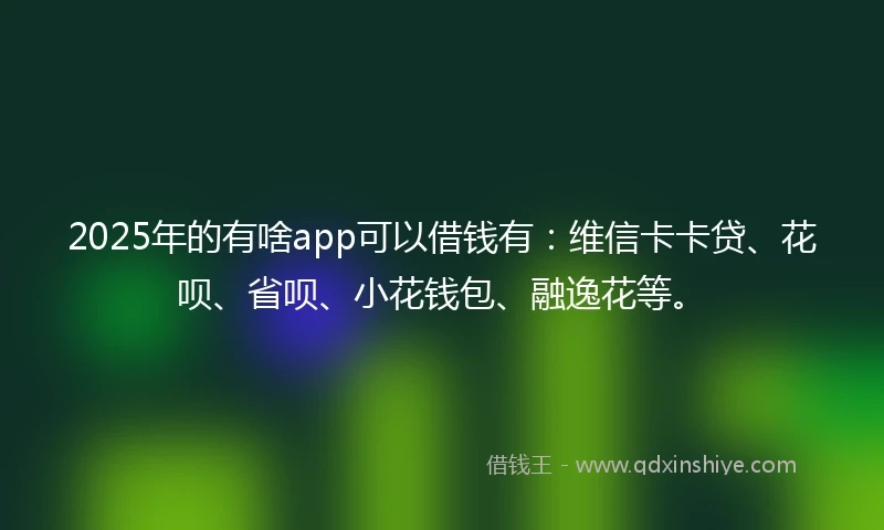 2025年的有啥app可以借钱有：维信卡卡贷、花呗、省呗、小花钱包、融逸花等。