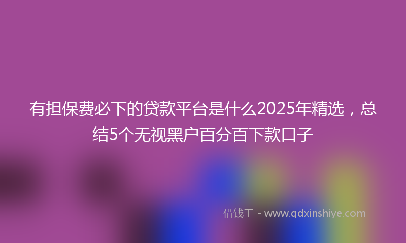 有担保费必下的贷款平台是什么2025年精选，总结5个无视黑户百分百下款口子
