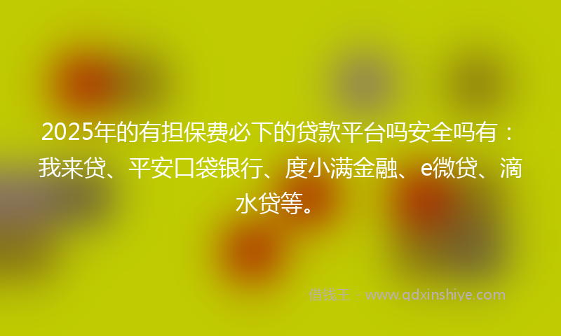 2025年的有担保费必下的贷款平台吗安全吗有：我来贷、平安口袋银行、度小满金融、e微贷、滴水贷等。