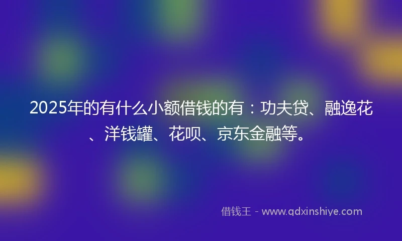 2025年的有什么小额借钱的有：功夫贷、融逸花、洋钱罐、花呗、京东金融等。
