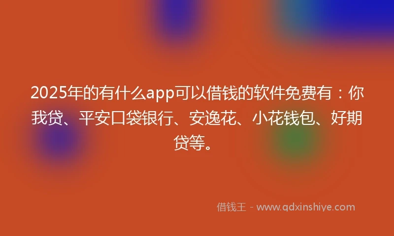 2025年的有什么app可以借钱的软件免费有：你我贷、平安口袋银行、安逸花、小花钱包、好期贷等。