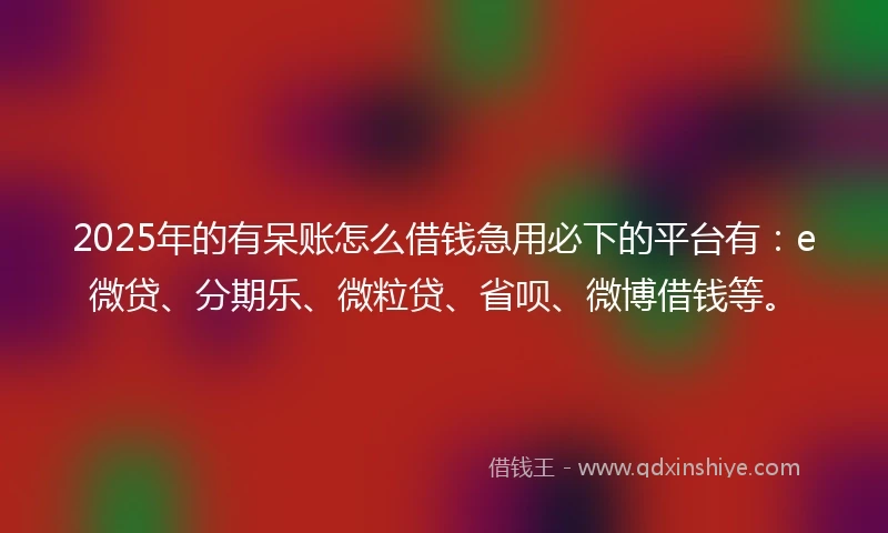 2025年的有呆账怎么借钱急用必下的平台有：e微贷、分期乐、微粒贷、省呗、微博借钱等。
