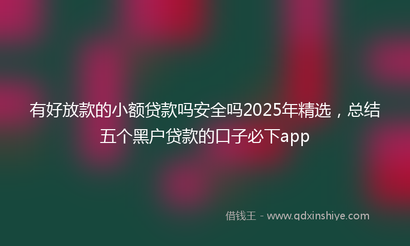 有好放款的小额贷款吗安全吗2025年精选，总结五个黑户贷款的口子必下app