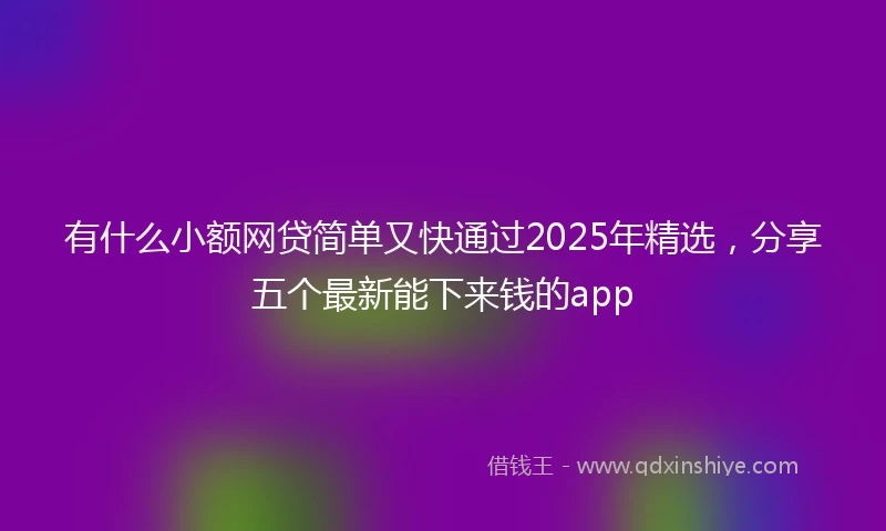 有什么小额网贷简单又快通过2025年精选，分享五个最新能下来钱的app