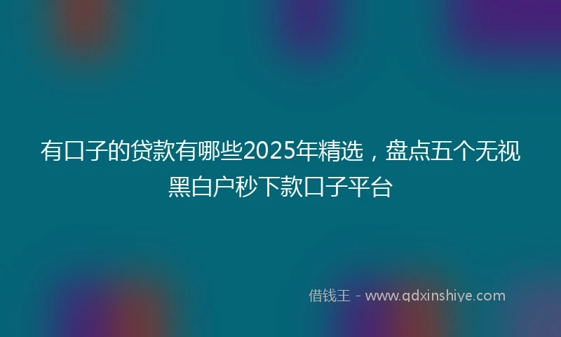 有口子的贷款有哪些2025年精选，盘点五个无视黑白户秒下款口子平台