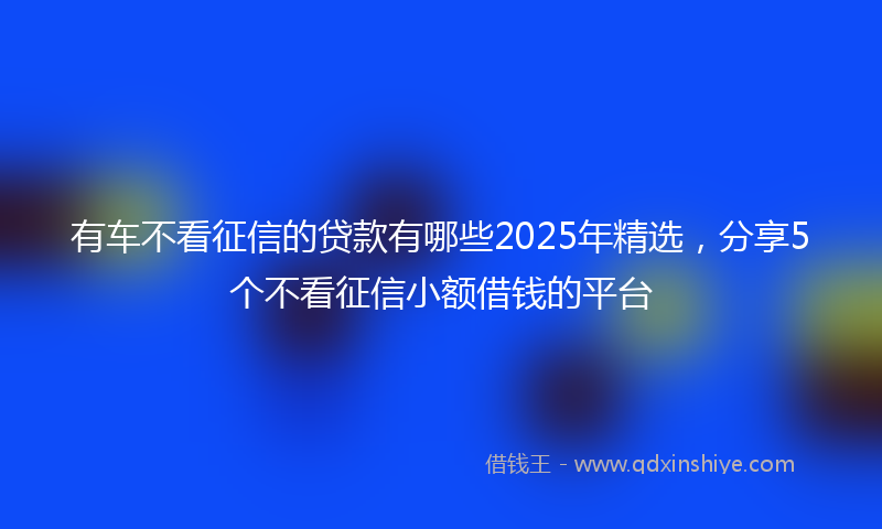有车不看征信的贷款有哪些2025年精选，分享5个不看征信小额借钱的平台