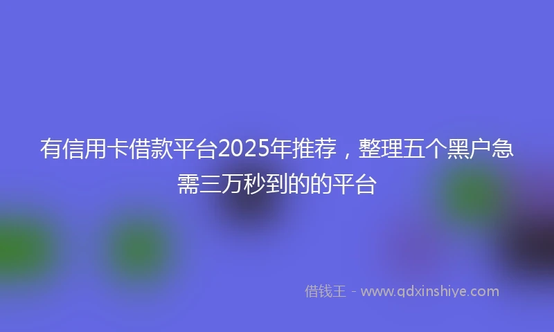 有信用卡借款平台2025年推荐,整理五个黑户急需三万秒到的的平台
