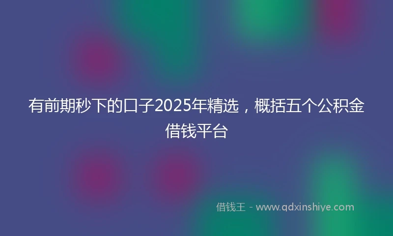 有前期秒下的口子2025年精选，概括五个公积金借钱平台