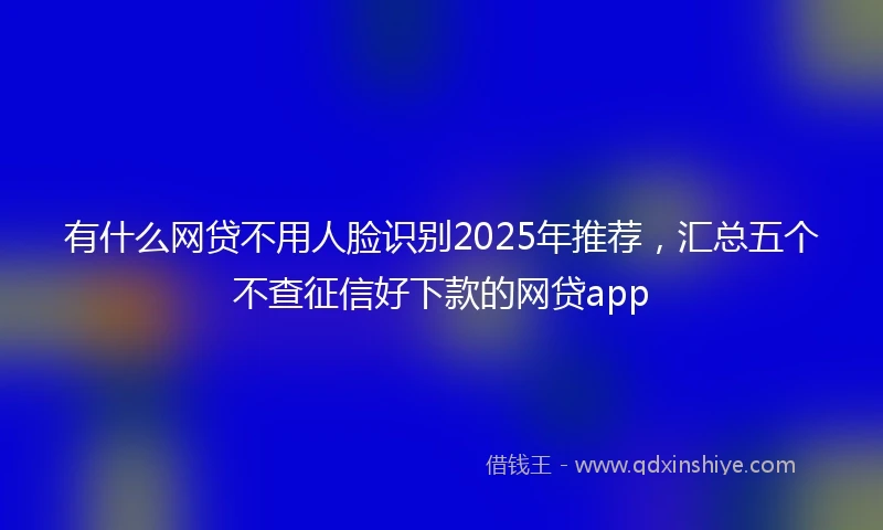 有什么网贷不用人脸识别2025年推荐，汇总五个不查征信好下款的网贷app