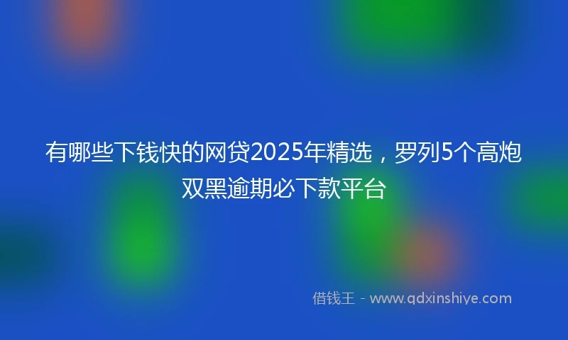 有哪些下钱快的网贷2025年精选，罗列5个高炮双黑逾期必下款平台